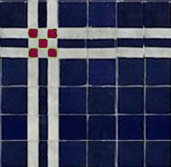 Mosaic House Moroccan tile Bravo Custom 3-1-7 Midnight Blue White Red  zellige, mosaic, zellij, field, pattern, glaze, simple, classic 